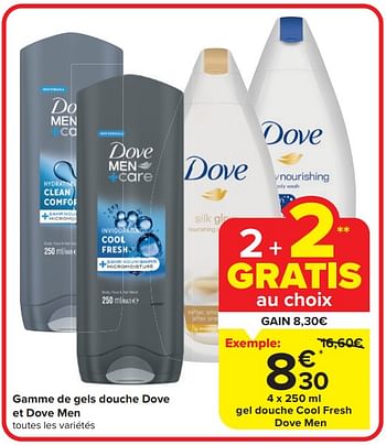 Promoties Gel douche cool fresh dove men - Dove - Geldig van 20/03/2024 tot 02/04/2024 bij Carrefour