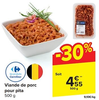 Promoties Viande de porc pour pita - Huismerk - Carrefour  - Geldig van 20/03/2024 tot 02/04/2024 bij Carrefour