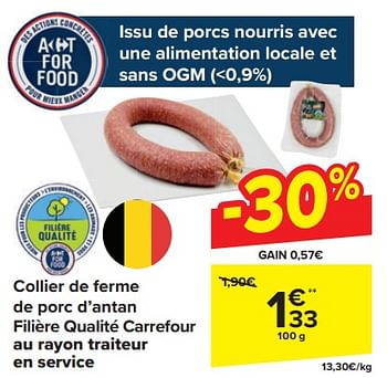 Promoties Collier de ferme de porc d’antan filière qualité carrefour - Huismerk - Carrefour  - Geldig van 20/03/2024 tot 02/04/2024 bij Carrefour