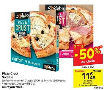 Promotions Pizza crust 4 fromages cheesy - Sodebo - Valide de 20/03/2024 à 02/04/2024 chez Carrefour