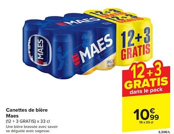 Promotions Canettes de bière maes - Maes - Valide de 20/03/2024 à 02/04/2024 chez Carrefour