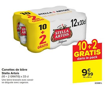 Promoties Canettes de bière stella artois - Stella Artois - Geldig van 20/03/2024 tot 02/04/2024 bij Carrefour