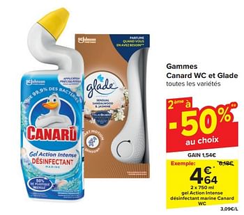 Promotions Gel action intense désinfectant marine canard wc - Canard WC - Valide de 20/03/2024 à 02/04/2024 chez Carrefour