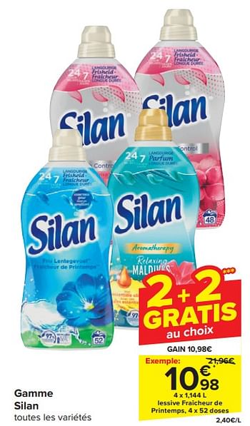 Promotions Lessive fraîcheur de printemps - Silan - Valide de 20/03/2024 à 02/04/2024 chez Carrefour