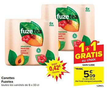 Promotions Thé froid mangue-camomille - FuzeTea - Valide de 20/03/2024 à 02/04/2024 chez Carrefour