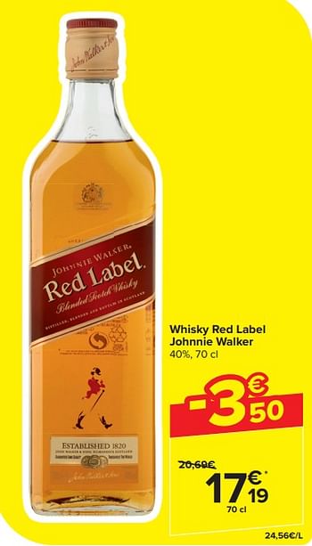 Promoties Whisky red label johnnie walker - Johnnie Walker - Geldig van 20/03/2024 tot 02/04/2024 bij Carrefour