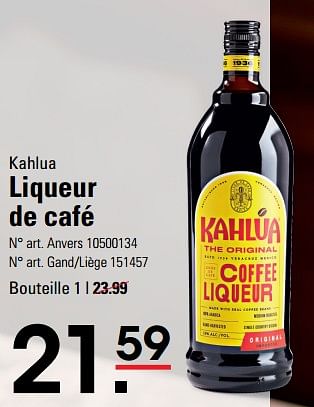 Promoties Kahlua liqueur de café - Kahlua - Geldig van 14/03/2024 tot 30/03/2024 bij Sligro