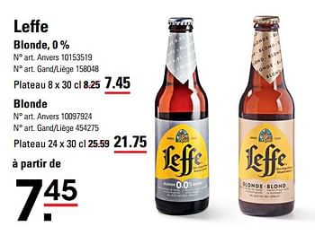 Promoties Leffe blonde, 0 % - Leffe - Geldig van 14/03/2024 tot 30/03/2024 bij Sligro