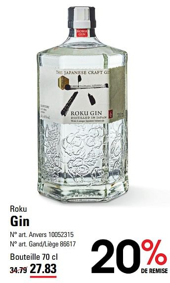 Promoties Roku gin - Roku Gin - Geldig van 14/03/2024 tot 30/03/2024 bij Sligro
