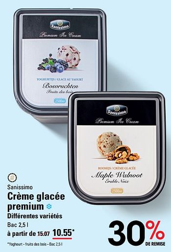 Promotions Sanissimo crème glacée premium - sanissimo - Valide de 14/03/2024 à 30/03/2024 chez Sligro
