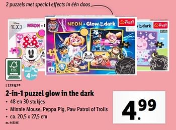 Promoties 2-in-1 puzzel glow in the dark - LIZENZ - Geldig van 27/03/2024 tot 02/04/2024 bij Lidl