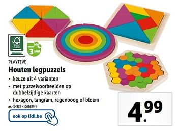 Promoties Houten legpuzzels - Playtive - Geldig van 27/03/2024 tot 02/04/2024 bij Lidl