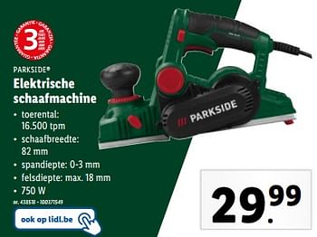 Promoties Parkside elektrische schaafmachine - Parkside - Geldig van 27/03/2024 tot 02/04/2024 bij Lidl