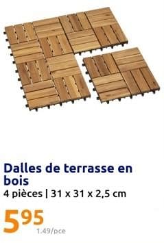 Promotions Dalles de terrasse en bois - Produit Maison - Action - Valide de 20/03/2024 à 26/03/2024 chez Action