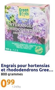 Promotions Engrais pourhortensias et rhododendrons gree - Green Boots - Valide de 20/03/2024 à 26/03/2024 chez Action