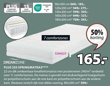 Promoties Plus s35 springmatras - DreamZone - Geldig van 18/03/2024 tot 07/04/2024 bij Jysk