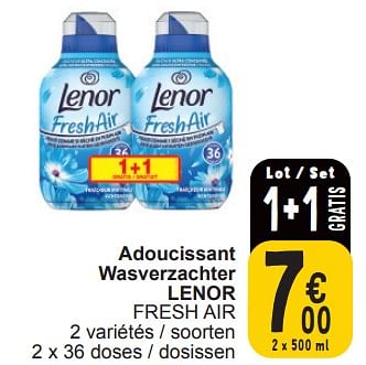 Promotions Adoucissant wasverzachter lenor fresh air - Lenor - Valide de 19/03/2024 à 25/03/2024 chez Cora