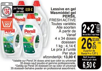 Promotions Lessive en gel wasmiddel gel persil fresh active - Persil - Valide de 19/03/2024 à 25/03/2024 chez Cora