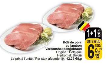 Promotions Rôti de porc au jambon varkenshespengebraad - Produit maison - Cora - Valide de 19/03/2024 à 25/03/2024 chez Cora