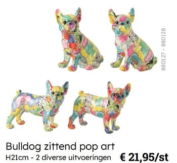 Promoties Bulldog zittend pop art - Huismerk - Multi Bazar - Geldig van 08/03/2024 tot 30/06/2024 bij Multi Bazar