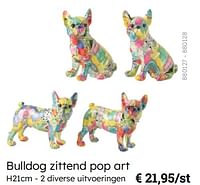 Bulldog zittend pop art-Huismerk - Multi Bazar