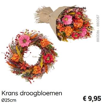 Promotions Krans droogbloemen - Produit Maison - Multi Bazar - Valide de 08/03/2024 à 30/06/2024 chez Multi Bazar