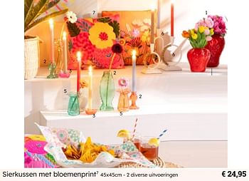 Promoties Sierkussen met bloemenprint - Huismerk - Multi Bazar - Geldig van 08/03/2024 tot 30/06/2024 bij Multi Bazar