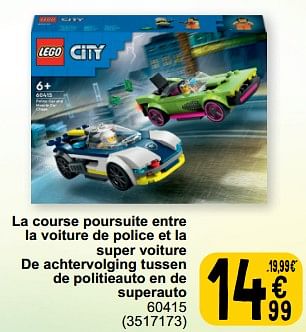Promoties La course poursuite entre la voiture de police et la super voiture 60415 - Lego - Geldig van 19/03/2024 tot 30/03/2024 bij Cora