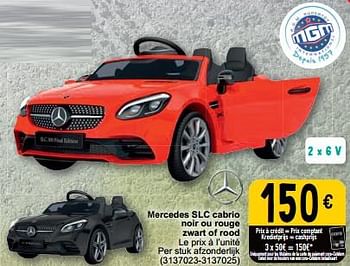 Promotions Mercedes slc cabrio noir ou rouge zwart of rood - MGM Games - Valide de 19/03/2024 à 30/03/2024 chez Cora