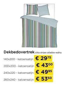 Promotions Dekbedovertrek citta stripe celadon-walnu - Produit maison - Molecule - Valide de 01/03/2024 à 31/03/2024 chez Molecule