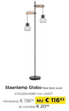 Promoties Staanlamp globo metal black wood - Globo - Geldig van 01/03/2024 tot 31/03/2024 bij Molecule