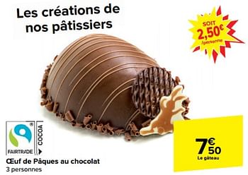 Promotions Oeuf de pâques au chocolat - Produit maison - Carrefour  - Valide de 20/03/2024 à 02/04/2024 chez Carrefour