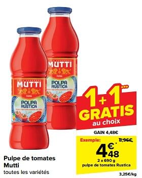 Promotions Pulpe de tomates rustica - Mutti - Valide de 20/03/2024 à 02/04/2024 chez Carrefour