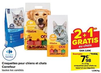 Promotions Croquettes pour chats au boeuf et aux légumes - Produit maison - Carrefour  - Valide de 20/03/2024 à 02/04/2024 chez Carrefour