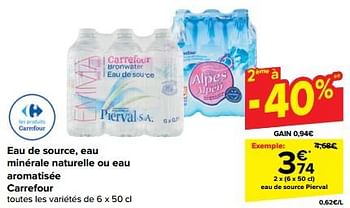 Promoties Eau de source pierval - Huismerk - Carrefour  - Geldig van 20/03/2024 tot 02/04/2024 bij Carrefour