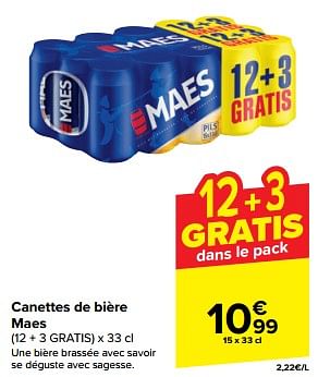 Promoties Canettes de bière maes - Maes - Geldig van 20/03/2024 tot 02/04/2024 bij Carrefour