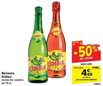 Promotions Jus de pomme pétillant - Kidibul - Valide de 20/03/2024 à 02/04/2024 chez Carrefour