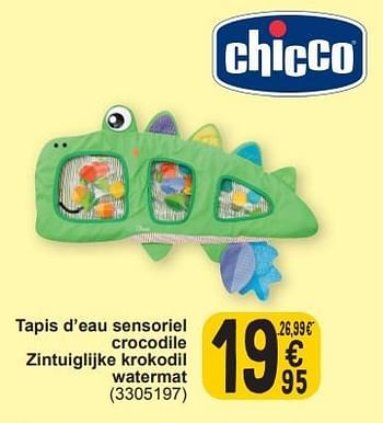Promoties Tapis d’eau sensoriel crocodile zintuiglijke krokodil watermat - Chicco - Geldig van 19/03/2024 tot 30/03/2024 bij Cora