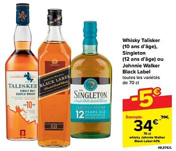 Promotions Whisky johnnie walker black label 40% - Johnnie Walker - Valide de 20/03/2024 à 02/04/2024 chez Carrefour