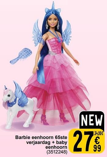 Promotions Barbie eenhoorn 65ste verjaardag + baby eenhoorn - Mattel - Valide de 19/03/2024 à 08/04/2024 chez Cora