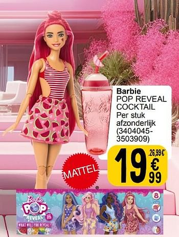 Promoties Barbie pop reveal cocktail - Mattel - Geldig van 19/03/2024 tot 08/04/2024 bij Cora