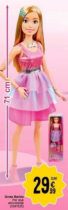 Promoties Grote barbie - Mattel - Geldig van 19/03/2024 tot 08/04/2024 bij Cora