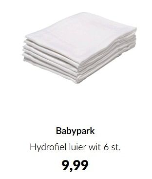 Promotions Babypark hydrofiel luier wit - Produit Maison - Babypark - Valide de 11/03/2024 à 08/04/2024 chez BabyPark