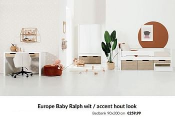 Promoties Europe baby ralph wit - accent hout look bedbank - Europe baby - Geldig van 11/03/2024 tot 08/04/2024 bij BabyPark