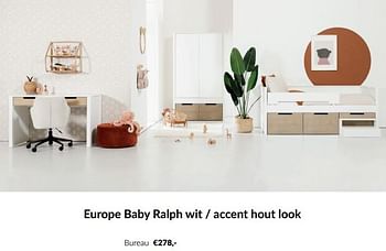 Promoties Europe baby ralph wit - accent hout look bureau - Europe baby - Geldig van 11/03/2024 tot 08/04/2024 bij BabyPark