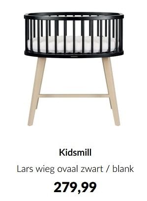 Promoties Kidsmill lars wieg ovaal zwart - blank - Kidsmill - Geldig van 11/03/2024 tot 08/04/2024 bij BabyPark