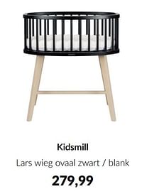 Kidsmill lars wieg ovaal zwart - blank-Kidsmill