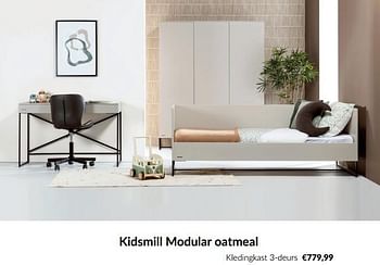 Promoties Kidsmill modular oatmeal kledingkast 3-deurs - Kidsmill - Geldig van 11/03/2024 tot 08/04/2024 bij BabyPark
