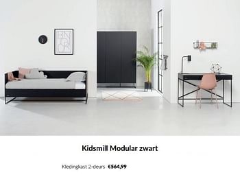 Promotions Kidsmill modular zwart kledingkast 2-deurs - Kidsmill - Valide de 11/03/2024 à 08/04/2024 chez BabyPark