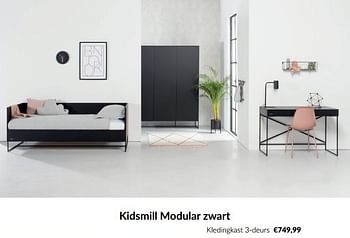 Promoties Kidsmill modular zwart kledingkast 3-deurs - Kidsmill - Geldig van 11/03/2024 tot 08/04/2024 bij BabyPark
